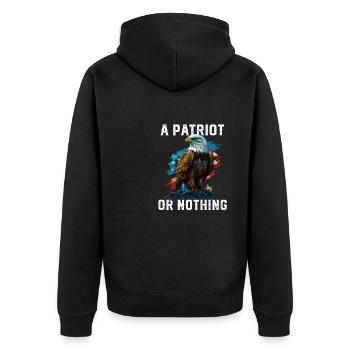 A Patriot or Nothing American Bald Eagle - Unisex Premium Bio Zip Hoodie - Schwarz - Hinten - Nico (187cm)