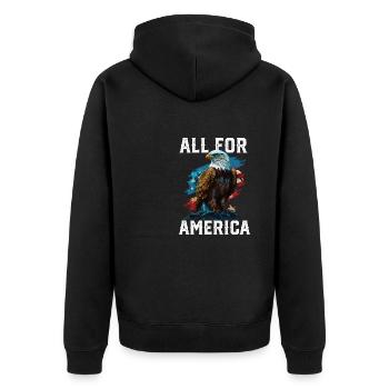 All for America American Bald Eagle USA Flag - Unisex Premium Bio Zip Hoodie - Schwarz - Hinten - Nico (187cm)