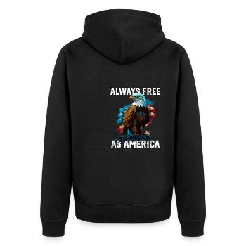 Always Free as America American Bald Eagle USA - Unisex Premium Bio Zip Hoodie - Schwarz - Hinten - Nico (187cm)