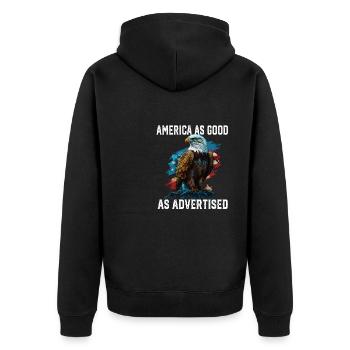 America as Good as Advertised July 4 Fourth Of - Unisex Premium Bio Zip Hoodie - Schwarz - Hinten - Nico (187cm)