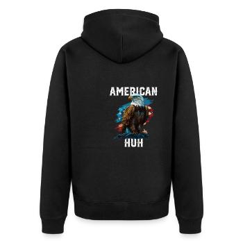 American Huh USA Flag Patriotic American Bald - Unisex Premium Organic Zip Hoodie - black - Back - Nico (187cm)