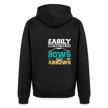 Easily distracted by bow and arrow - Unisex Premium Organic Zip Hoodie - black - Back - Nico (187cm)