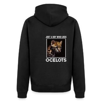 just a boy girl who loves Ocelots Ocelot ocelot ocelot - Unisex Premium Organic Zip Hoodie - black - Back - Nico (187cm)