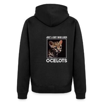 just a boy girl who loves Ocelots Ocelot ocelot ocelot - Unisex Premium Organic Zip Hoodie - black - Back - Nico (187cm)