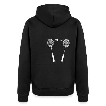 Badminton Funny Quote Badminton Racket Shuttlecock - Unisex Premium Organic Zip Hoodie - black - Back - Nico (187cm)