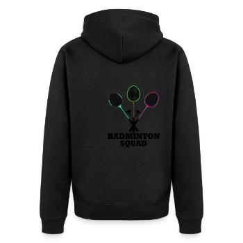 Dire amusant : joueur de badminton, sport rétro - Veste à capuche bio Premium Unisexe - noir - Dos - Nico (187cm)