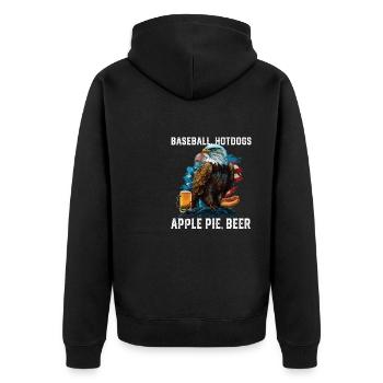 Baseball Hotdogs Apple Pie Beer Drinker Patriotic - Unisex Premium Bio Zip Hoodie - Schwarz - Hinten - Nico (187cm)