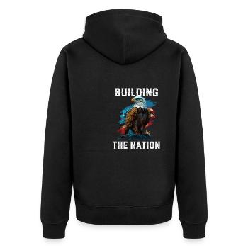Building the Nation American Bald Eagle America - Unisex Premium Bio Zip Hoodie - Schwarz - Hinten - Nico (187cm)