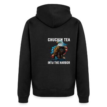 Chuckin Tea Into The Harbor Tea Drinker Fourth of - Unisex Premium Bio Zip Hoodie - Schwarz - Hinten - Nico (187cm)