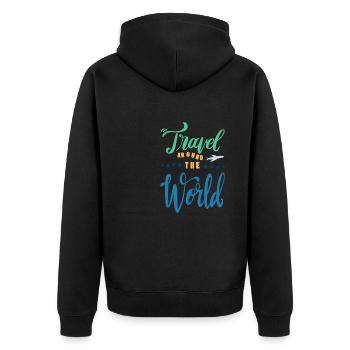 Heißluftballon & Ballon Fahrer Geschenk - Unisex Premium Bio Zip Hoodie - Schwarz - Hinten - Nico (187cm)