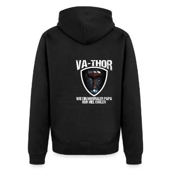 Papa Vathor Va Thor Vatertag Vatertagsgeschenk - Unisex Premium Bio Zip Hoodie - Schwarz - Hinten - Nico (187cm)