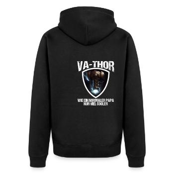 Papa Vathor Va Thor Vatertag Vatertagsgeschenk - Unisex Premium Bio Zip Hoodie - Schwarz - Hinten - Nico (187cm)