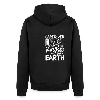 Betreuer sind Engel auf Erden - Unisex Premium Bio Zip Hoodie - Schwarz - Hinten - Nico (187cm)