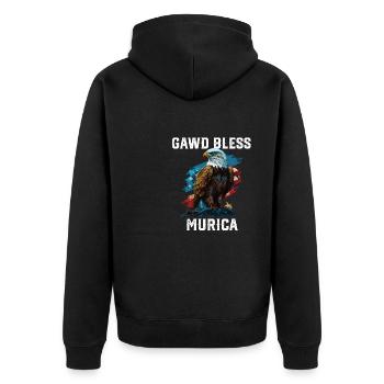 Gawd Bless Murica American Bald Eagle Funny - Unisex Premium Bio Zip Hoodie - Schwarz - Hinten - Nico (187cm)