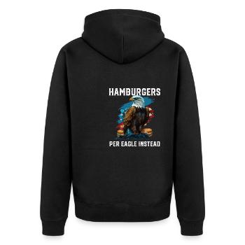 Hamburgers Per Eagle Instead Patriotic USA Flag - Unisex Premium Organic Zip Hoodie - black - Back - Nico (187cm)