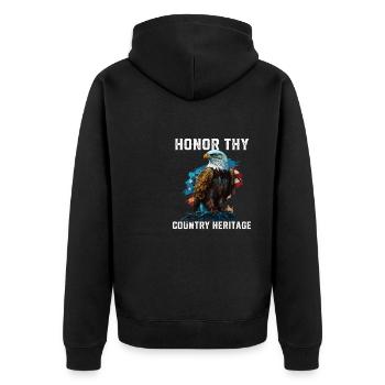 Honor Thy Country Heritage American Bald Eagle - Unisex Premium Organic Zip Hoodie - black - Back - Nico (187cm)