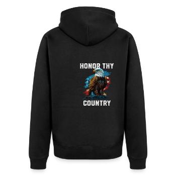 Honor Thy Country American Bald Eagle America USA - Unisex Premium Organic Zip Hoodie - black - Back - Nico (187cm)