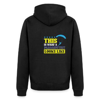 This Is What A Parachutist Looks Like - Unisex Premium Organic Zip Hoodie - black - Back - Nico (187cm)