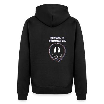Normal Ist Überbewertetes Geschenkszitat 3D Effekt - Unisex Premium Bio Zip Hoodie - Schwarz - Hinten - Nico (187cm)