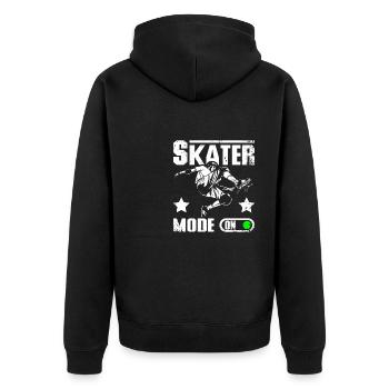 Skater mode on - Unisex Premium Bio Zip Hoodie - Schwarz - Hinten - Nico (187cm)