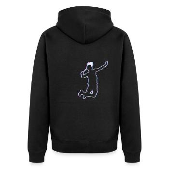 Coole Silhouette Badmintonspieler Hobbysport - Unisex Premium Bio Zip Hoodie - Schwarz - Hinten - Nico (187cm)