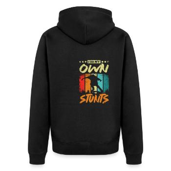 Je fais mes propres cascades, du skateboard - Veste à capuche bio Premium Unisexe - noir - Dos - Nico (187cm)