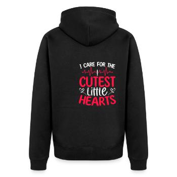 Je me soucie des petits cœurs les plus mignons - Veste à capuche bio Premium Unisexe - noir - Dos - Nico (187cm)