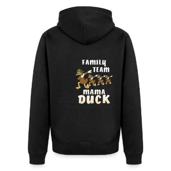 FAMILY TEAM MAMA DUCK - Unisex Premium Bio Zip Hoodie - Schwarz - Hinten - Nico (187cm)