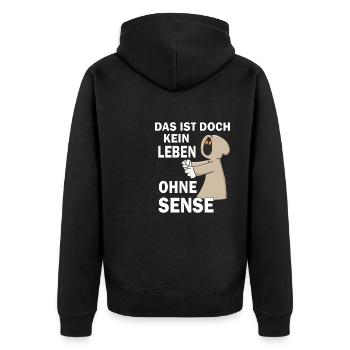 SENSENMANN KEIN LEBEN OHNE SENSE - Unisex Premium Bio Zip Hoodie - Schwarz - Hinten - Nico (187cm)