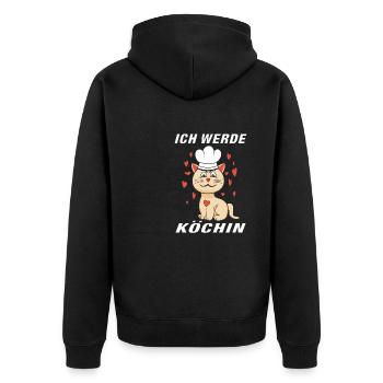 KATZE KOCH ICH WERDE KÖCHIN - Unisex Premium Bio Zip Hoodie - Schwarz - Hinten - Nico (187cm)