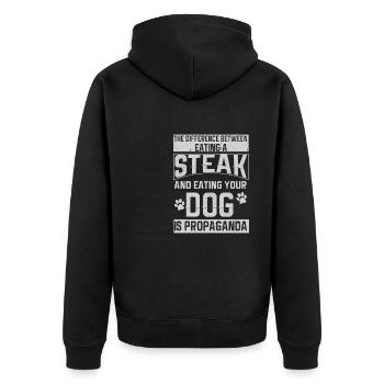 Vegan Fleischlos Tierlieb & Veganer - Unisex Premium Bio Zip Hoodie - Schwarz - Hinten - Nico (187cm)