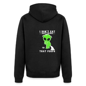 Vegan Fleischlos Tierlieb & Veganer - Unisex Premium Bio Zip Hoodie - Schwarz - Hinten - Nico (187cm)