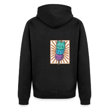 Mochi Kawaii Japan Essen Reis Eis Küche Spruch - Unisex Premium Bio Zip Hoodie - Schwarz - Hinten - Nico (187cm)