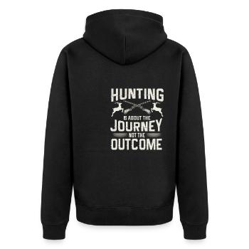Jagen Jagdspruch & Jäger Geschenkidee - Unisex Premium Bio Zip Hoodie - Schwarz - Hinten - Nico (187cm)