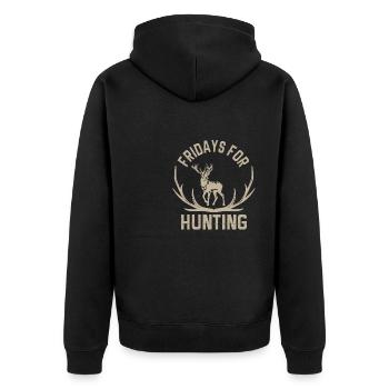 Jagen Jagdspruch & Jäger Geschenkidee - Unisex Premium Bio Zip Hoodie - Schwarz - Hinten - Nico (187cm)