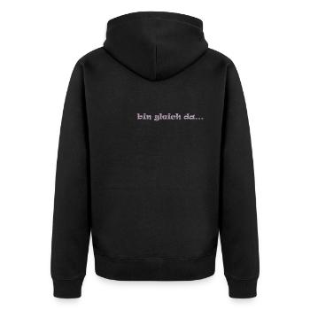 bin gleich da ... komme gleich warten freunde - Unisex Premium Bio Zip Hoodie - Schwarz - Hinten - Nico (187cm)