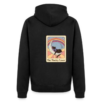 Poesie-Liebhaber Katze liest Gedicht Retro Tarot - Unisex Premium Bio Zip Hoodie - Schwarz - Hinten - Nico (187cm)