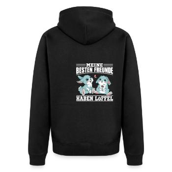 Hase Kaninchen Meine besten Freunde haben Löffel - Unisex Premium Bio Zip Hoodie - Schwarz - Hinten - Nico (187cm)
