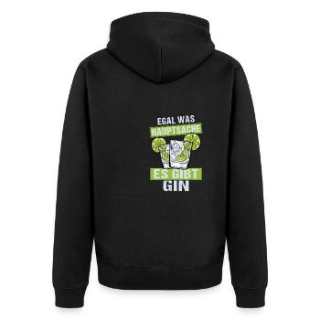 Gin Cocktail Egal was hauptsache es gibt Gin - Unisex Premium Bio Zip Hoodie - Schwarz - Hinten - Nico (187cm)