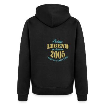 Lebende Legende seit 2005 Geburtstag Sprüche - Unisex Premium Bio Zip Hoodie - Schwarz - Hinten - Nico (187cm)