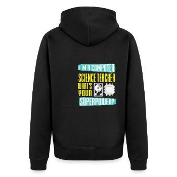 Lustiger Informatiker Spruch, Informatik - Unisex Premium Bio Zip Hoodie - Schwarz - Hinten - Nico (187cm)