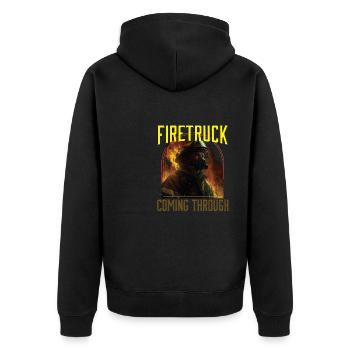 Camion de pompiers passant par la lutte contre les pompiers - Veste à capuche bio Premium Unisexe - noir - Dos - Nico (187cm)