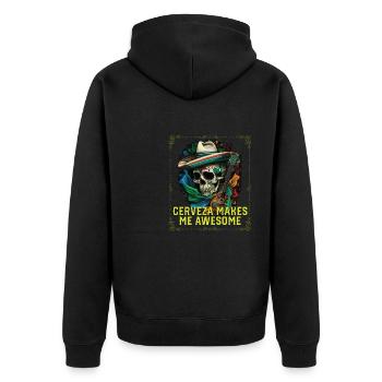 Cerveza Makes Me Awesome Beer Drinker Alcoholic - Unisex Premium Bio Zip Hoodie - Schwarz - Hinten - Nico (187cm)