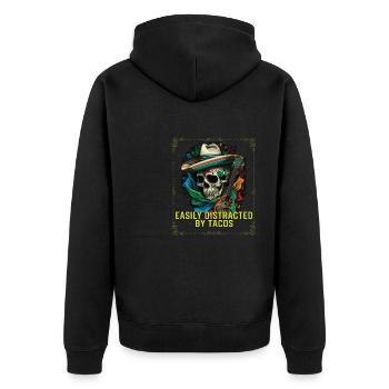 Easily Distracted By Tacos Taco Eater Mexican - Unisex Premium Bio Zip Hoodie - Schwarz - Hinten - Nico (187cm)