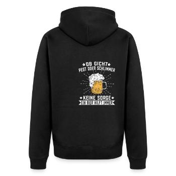 Ein Bier Hilft Immer Filmriss Biertrinker lustige - Unisex Premium Bio Zip Hoodie - Schwarz - Hinten - Nico (187cm)