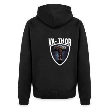 Papa Vathor Va Thor Vatertag Vatertagsgeschenk - Unisex Premium Bio Zip Hoodie - Schwarz - Hinten - Nico (187cm)