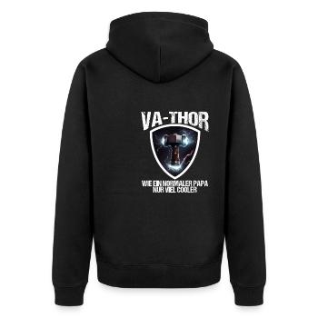 Papa Vathor Va Thor Vatertag Vatertagsgeschenk - Unisex Premium Bio Zip Hoodie - Schwarz - Hinten - Nico (187cm)