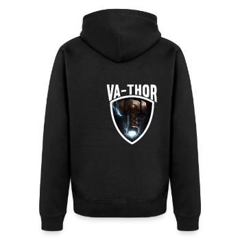 Papa Vathor Va Thor Vatertag Vatertagsgeschenk - Unisex Premium Bio Zip Hoodie - Schwarz - Hinten - Nico (187cm)