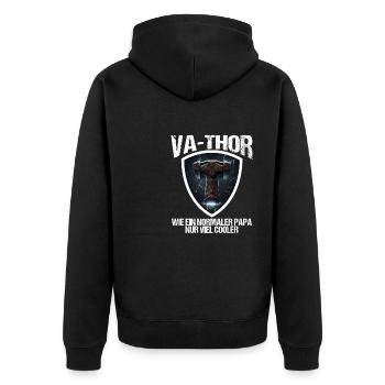 Papa Vathor Va Thor Vatertag Vatertagsgeschenk - Unisex Premium Bio Zip Hoodie - Schwarz - Hinten - Nico (187cm)
