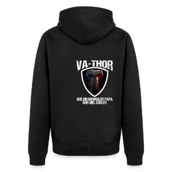 Papa Vathor Va Thor Vatertag Vatertagsgeschenk - Unisex Premium Bio Zip Hoodie - Schwarz - Hinten - Nico (187cm)